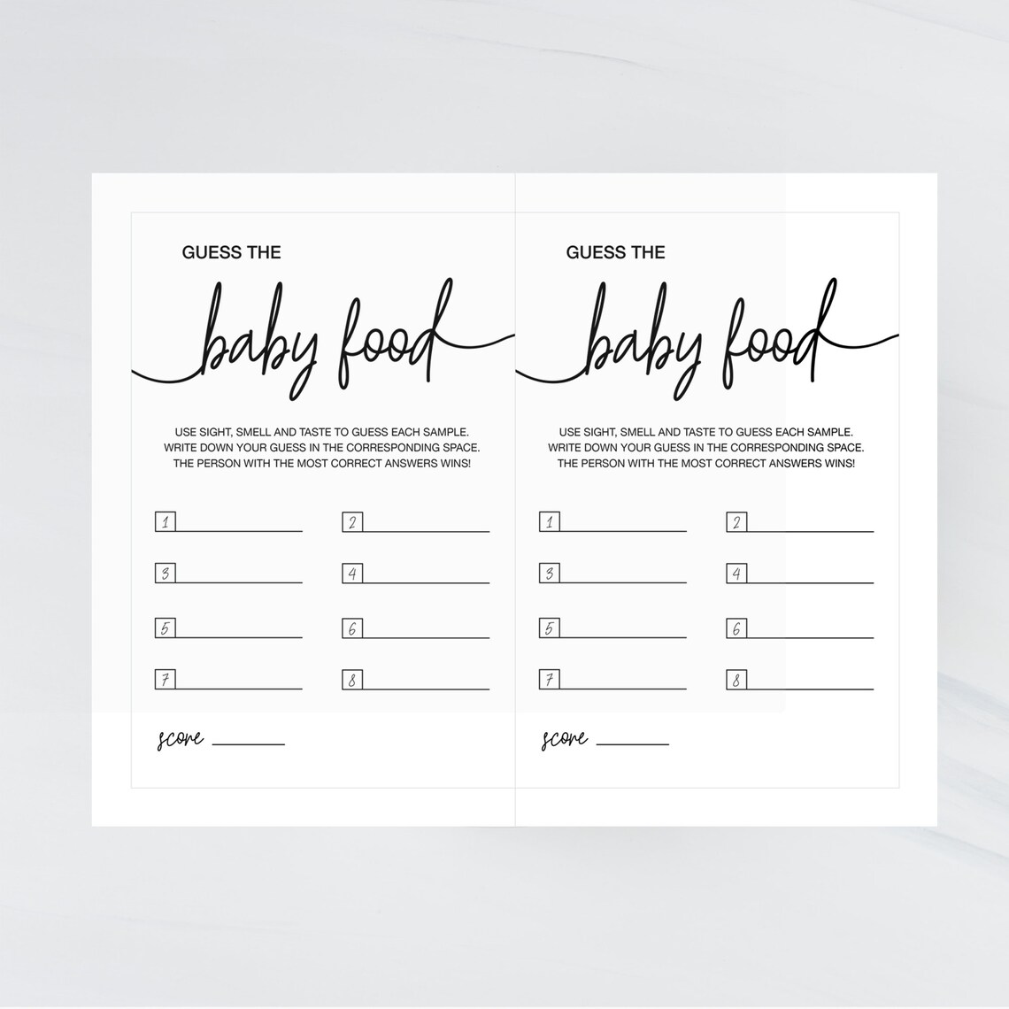 Guess the Baby Food Game Printable Baby Shower Game Baby - Etsy Finland