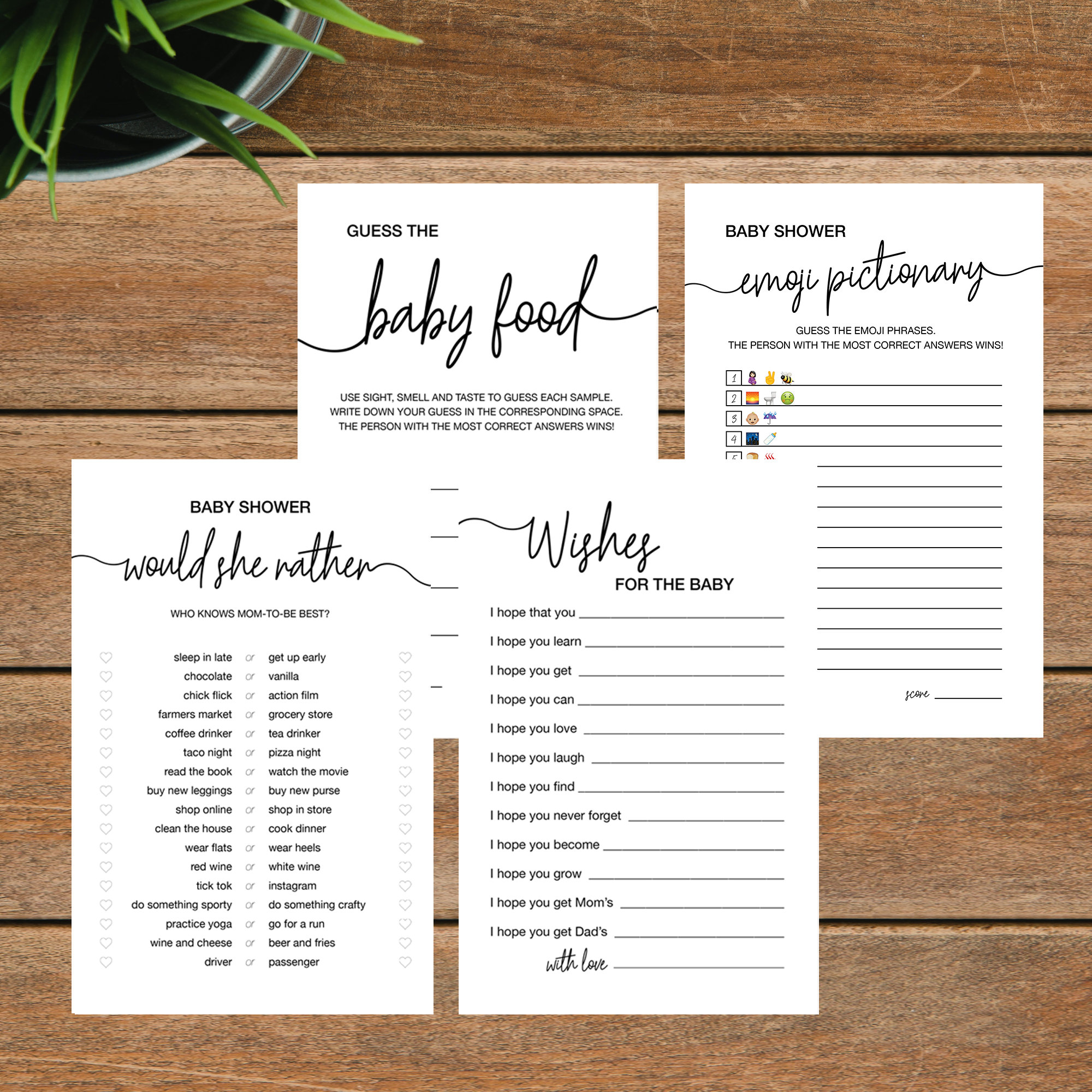 Eight Pack Baby Shower Games, Printable Baby Shower Game, Baby Food