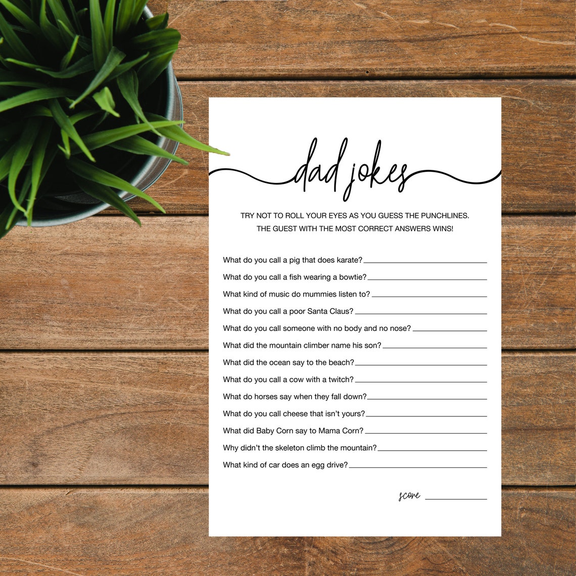 Dad Jokes Baby Shower Game, Instant Printable Download, Fun Baby Shower ...