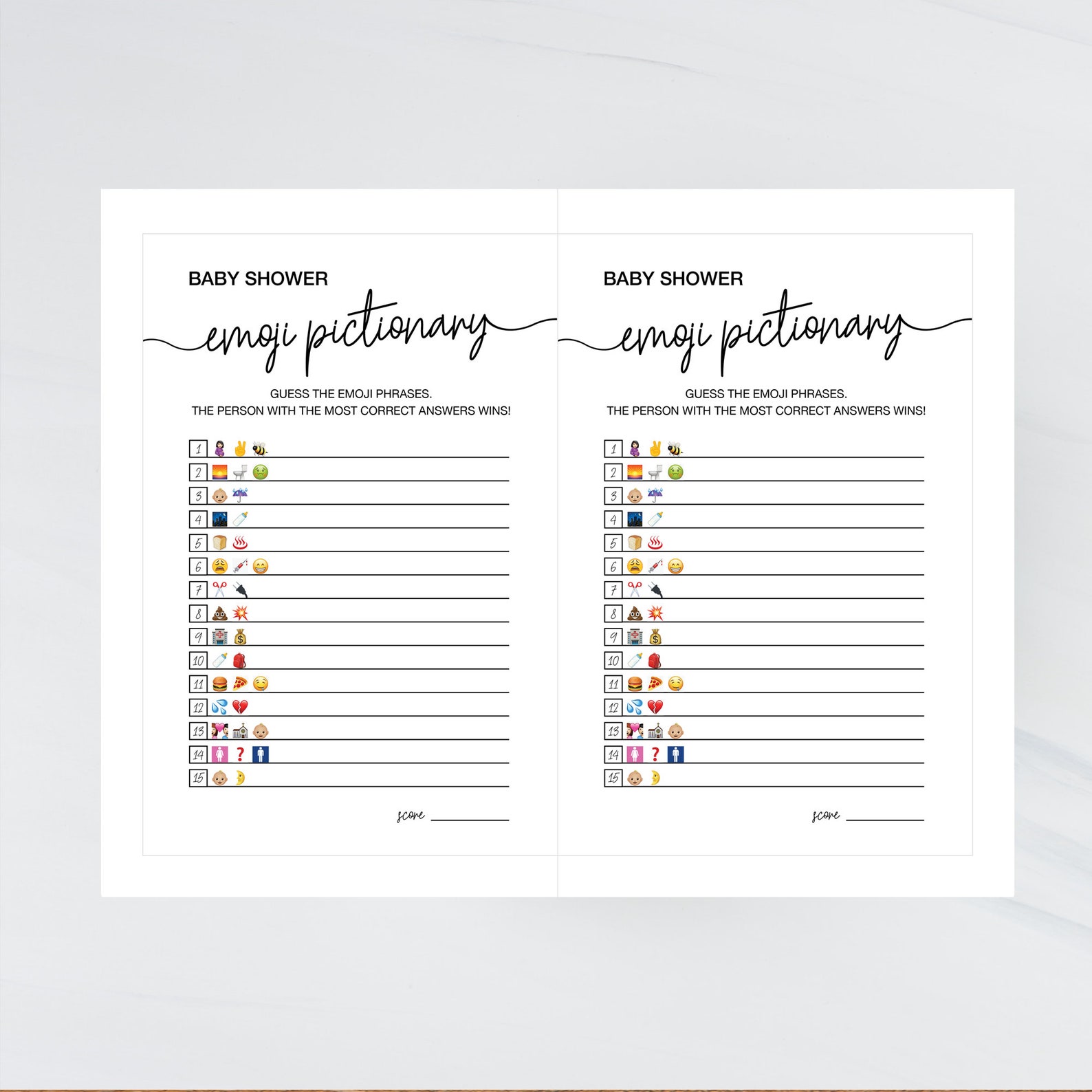Emoji Baby Shower Game, Printable Baby Shower Game, Guess the Emoji ...