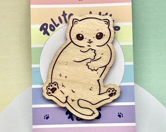 Niedliche Kätzchen-Anstecknadel aus Holz – Geschenk für Katzenliebhaber