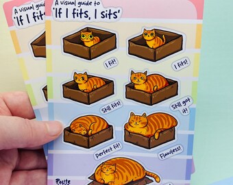 Wenn's passt, sitz' ich's auch – Lustiger Katzen-Aufkleberbogen aus glänzender Vinylfolie, A6, wasserfest