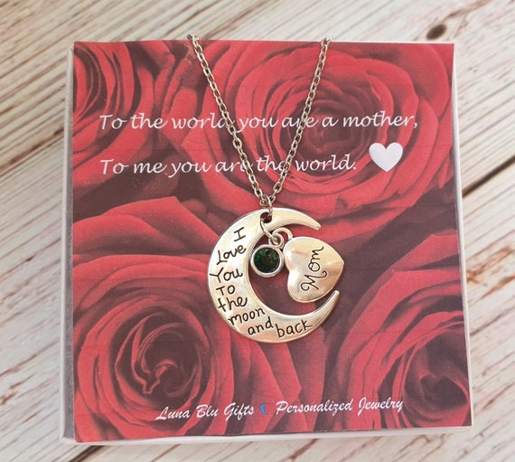 Mother Holds Heart Birthstone Necklace For Mom MOTHER BIRTHSTONE
