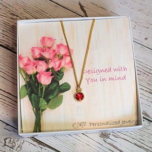 GOLD BIRTHSTONE NECKLACE, birth stone jewelry, gift for her, gold plated necklace, custom birth month charms, birthstone pendant necklace,