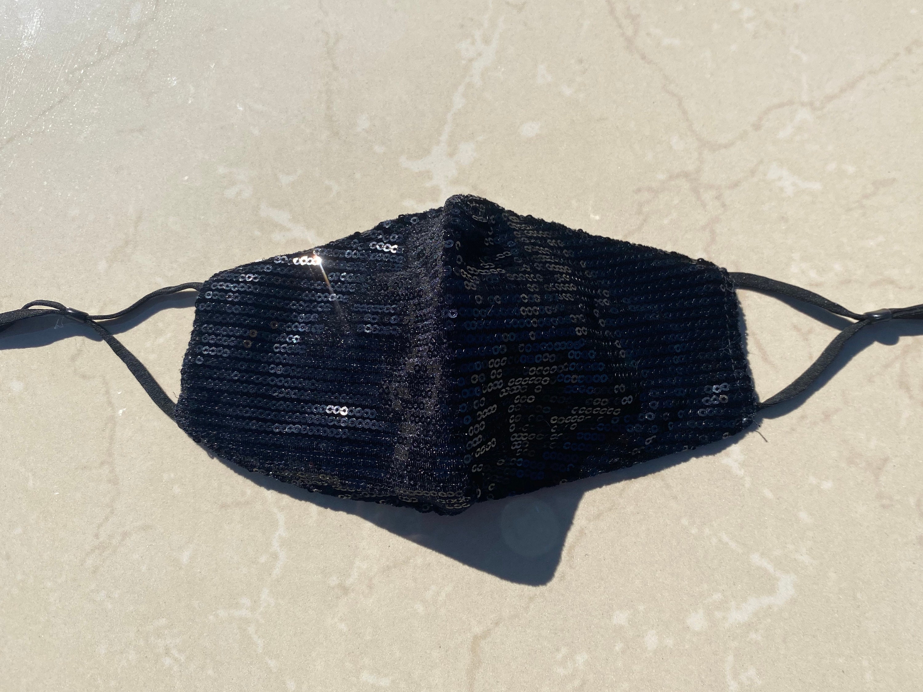 Black SEQUIN Face Mask PARTY face mask WEDDING Face Mask Etsy