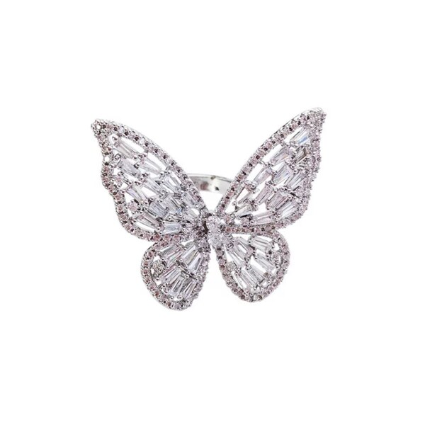 Diamond Butterfly Ring, Diamond Adjustable Ring, Butterfly Adjustable Ring