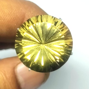 18x12 mm Natural Honey Quartz Concave Cut Gem - Round Honey Quartz - Fantasy Cut Quartz 19 Carat - Jewelry Making - Loose Gemstones