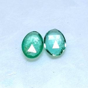 Natural Emerald Rose Cut Pair Emerald Rose Cut Slice 0.60 Carat Emerald Flat Back Rose Cut Pair Gemstone May Birthstone Making For Jewelry