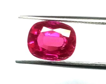 Laborgezüchteter rosa Rubin, rechteckig geschliffen, 5 ct, loser Stein, 10 x 8 x 5,5 mm, für die Schmuckherstellung