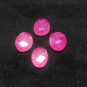 4 Piece, Pinkish Ruby Rose cut slice, Loose Ruby Faceted Gemstone, Ruby Flat Back Cabs, Freeform Rose cut, Loose Gemstone | SIZE - 7x5x2 mm