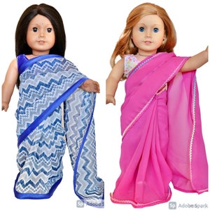 Blusa saree india de muñeca americana, traje festivo Diwali, se adapta a cualquier muñeca de 18 pulgadas, vestido sari indio de muñeca, disfraz de muñeca