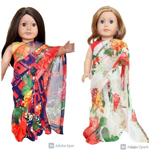 Muñeca americana saree indio, traje festivo Diwali, se adapta a cualquier muñeca de 18 pulgadas, vestido sari indio, muñeca coleccionable