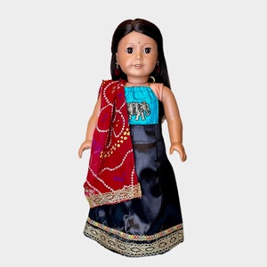 45 cm amerikanisches Puppen Abschlussballkleid, Puppen Ballkleid, Puppen Maxi Kleid, Puppen Outfit langes Kleid, Indianerkleid, passend für jede 18 Zoll Puppe