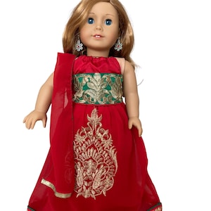18 zoll amerikanische Puppe, Indianerkleid, Diwali lehenga choli, lehenga für 18 Zoll Puppe, indischer Saris Sari, Puppen Sari Kleid, Puppen Dandiya Outfit
