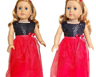 American doll princess 2 Pc set, Fits any 18 Inch doll like American Girl & Our Generation, gift for toddler, doll maxi ballgown / dress
