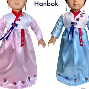 18&quot; American doll Korean Hanbok dress, fits any 18 inch doll, Korean culture celebration doll dress, doll world outfit , Asian doll dress