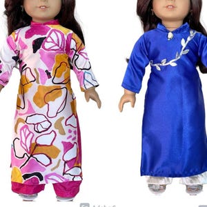 18&quot; American doll Vietnam dress, Vietnamese Ao Dai, cultural outfit for any 18 inch doll, outfit for doll collectors, doll world outfit