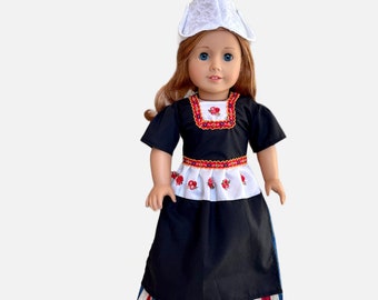 Boneca americana de 18" Dutch Volendam, serve para qualquer boneca de 18", roupa colecionável, vestido de boneca de celebração da cultura holandesa, roupa do mundo das bonecas
