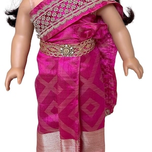 Doll Khmer Thai traditional dress 3 pc, Fits any 18 “ doll, Sampot Cambodian Cultural outfit, Thailand cultural outfit for doll, Chut Thai