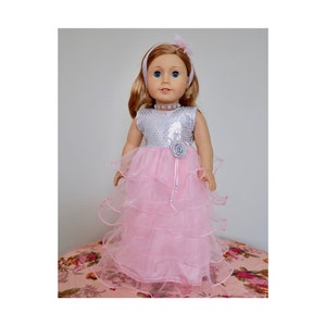 American doll pink ball gown, Fits 18” American Girl & Our Generation doll, doll princess costume, doll party dress outfit