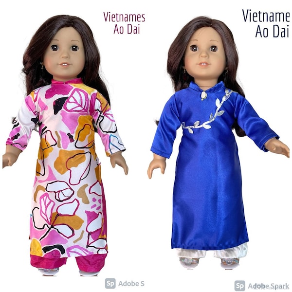 18" American doll Vietnam dress, Vietnamese Ao Dai, celebration outfit for American Girl & Our Generation,doll collectors,doll world outfit