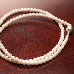 White South Sea shell Pearl Necklace 6mm Round Statement Necklace 14&quot;- 42&quot; Bridal, Gift for Her