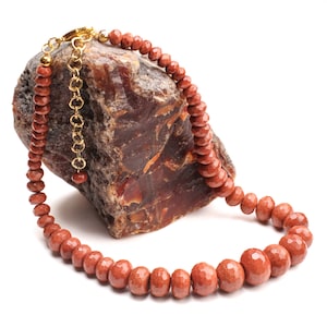 Gold Sand Stone 7-18mm Faceted Graduated Roundel AAA Quality Gold Stone 17&quot; Necklace with 3&quot; Extender, gift