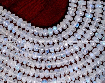 5.5mm 8 strand RAINBOW MOONSTONE faceted gem stone wheel rondelle beads 5mm