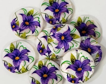 black pen shell purple flowers natural Focal