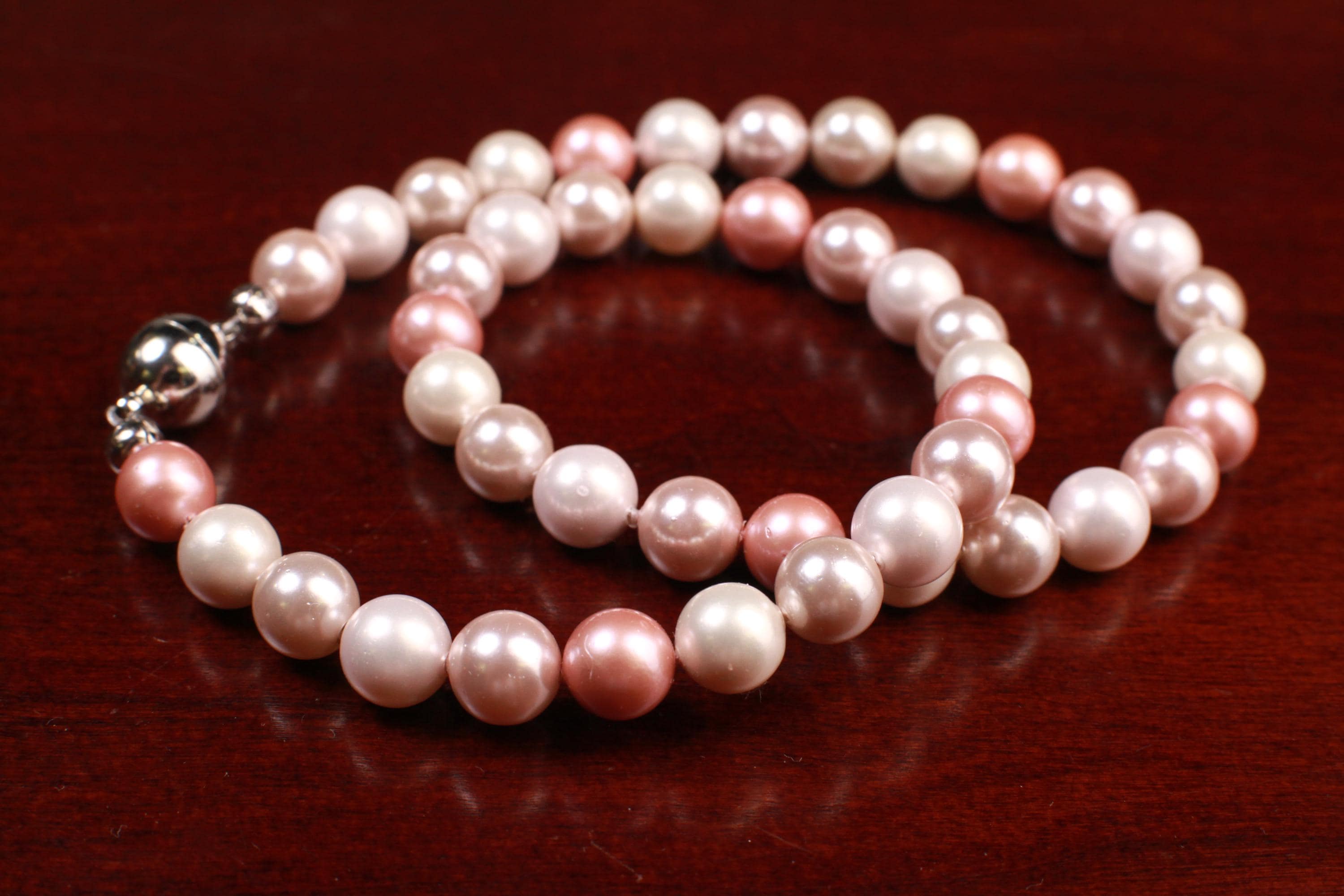 Multi Baby Pink South Seashell Pearl 8mm With Mag Ball Clasp, AAA