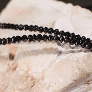 Collana con tondo sfaccettato in diamante nero naturale di qualità AAA, diamanti da 2,2-2,5 mm in argento Sterling 925, collana energetica per uomo e donna. 14&quot;-28&quot;