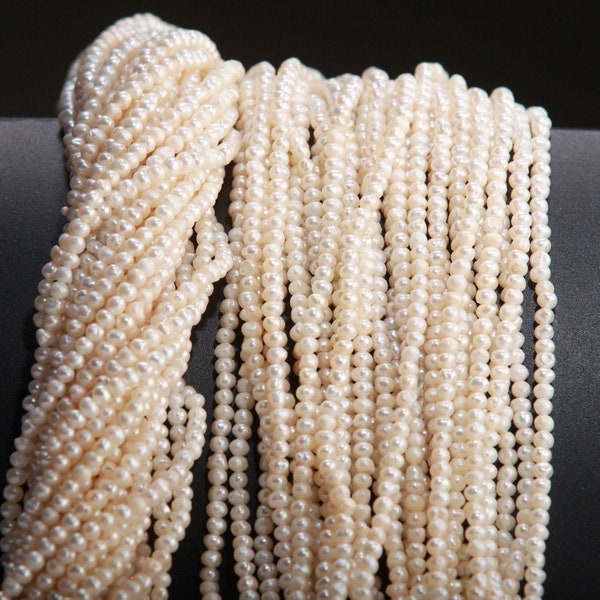 Genuine Freshwater Pearl Potato 2.5-4mm Seed Pearl, 13.5" Strand