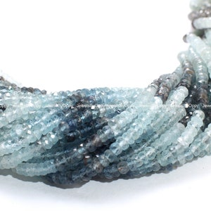 Natural Aquamarine Shaded Faceted 4mm Rondelle ,Strand, AAA quality beautiful  Jewelry Making Modd Aquamarine beads  6&quot;, 12&quot; single or bulk