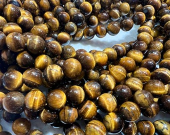 Natürliches Tigerauge Brown 8 mm Glatte runde Schmuckherstellung Natürliche Tigerauge Edelstein Perlen 15 "voller Strang AAA-Qualität