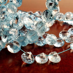 Natural Swiss Blue Topaz Faceted Onion Drop ,Genuine AAA Clear Gem Quality Blue Topaz Drop 6-7mm Cut Gemstone by piece