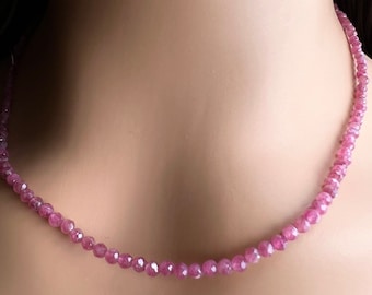 Natural  Pink Tourmaline 2.5mm Faceted Round  in 925 Sterling Silver Handmade necklace Healing, Energy, Precious Gift