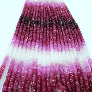 Natural Ombre Ruby 2-2.5mm Shaded Hand Faceted Beads, High Quality Jewelry Making Ruby, 8&quot; or 16&quot; Strand