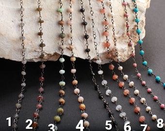 Labradorite,Tourmaline,Peru opalPink Opal,Spinel,Moonstone,Peach Moonstone,Pearl,Rhodonite,Turquoise,Silver Oxidized Finished Chain Necklace