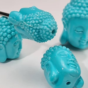 Buddha Goddess of Mercy Quan Yin Bead, 13x18-18x25mm Turquoise Blue Buddha Beads, Jewelry Making Beads, DIY Necklace Focal Beads.