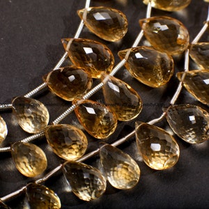Citrine Faceted Briolette, Natural Citrine AAA clear quality gemstone Teardrop Beads 5x10-7x12mm Jewelry Making Necklace, Bracelet 20pcs