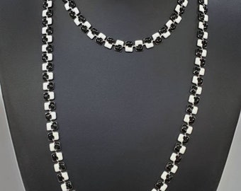 Black and white enamel designed anti turnish rhodium chain choker or long layering simple necklace .