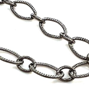 3 feet Black Gunmetal, Antique Brass chain for jewelry making supplies, oval link texture chain,sell by 1 yard, 36&quot;