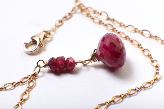 Ruby Onion Drop Briolette, Genuine Ruby Wire Wrap… - image 4