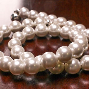 12mm White South Seashell Pearl Necklace  Bridal, Evening wear, party, Elegant gift