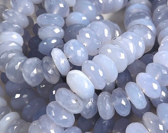 Natural Sky Blue Chalcedony Faceted Roundel 12-13mm large Jewelry Making Gemstone beads  10cs, 20pcs