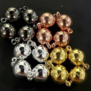 4 sets 10mm round magnet clasp  silver, gold, black and Rose Gold plated brass, good quality, jewelry making clasp