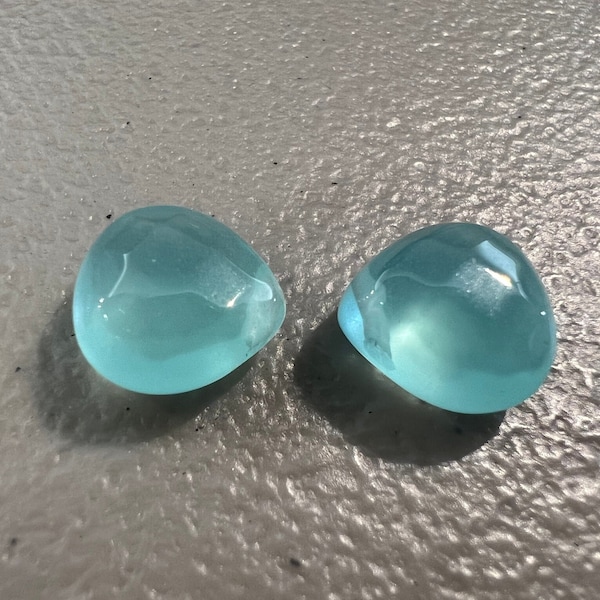 Aqua Chalcedony Faceted heart shape 12mm  Drop ,Side drilled beads Jewelry Making Gemstone Teardrop 1pair or more