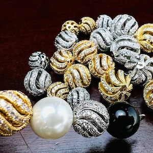 CZ micro pave diamond style twisted ball spacer Bead high quality 5,7,11mm cubic Zirconia jewelry making charm bead