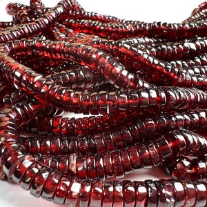 Mozambique Garnet smooth heishi tyre bead, Merlot Dark Red 5.5-6mm Jewelry Making Gemstone Beads, Heavy Weight Gemstone 7.5”,14” strand