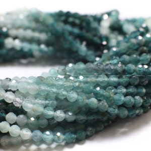 Natural Grandidierite 3mm Faceted Micro Diamond Cut Multi Shaded Round bead, rare, AAA quality,1/2 strand or 12.5&quot; full Strand strand